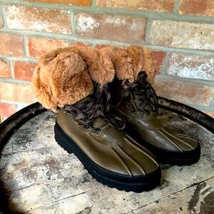 Sperry Maritime Leather Winter & Snow Boots, Size 7, Olive Green, NWOT